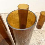 4 vases gigogne Jacques Bédat en plexiglas fumé