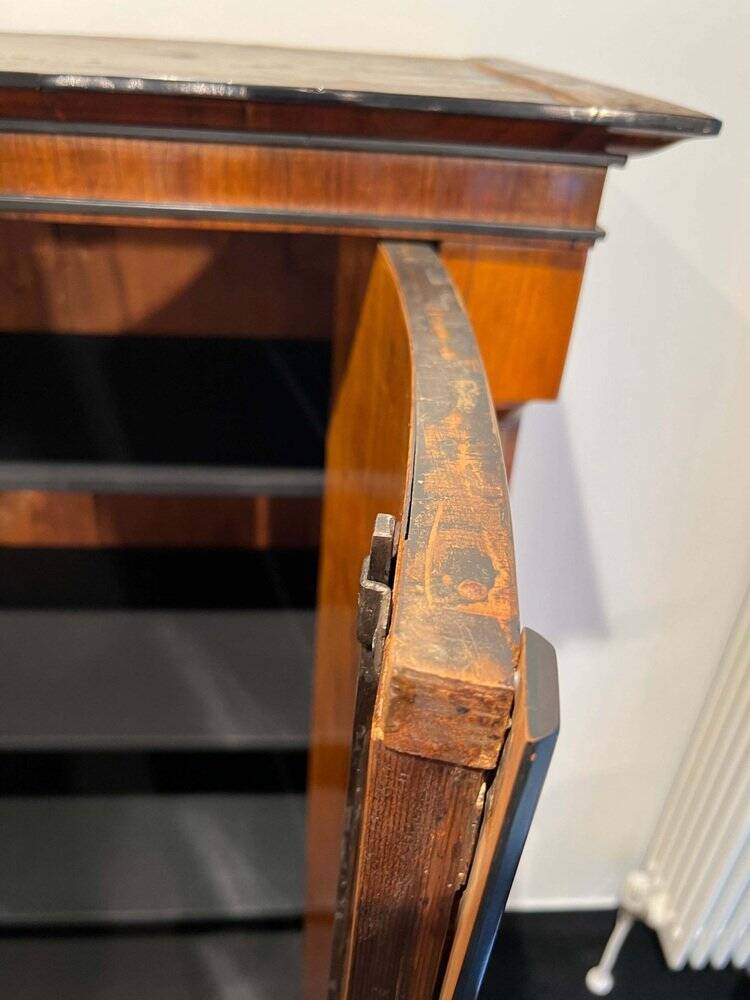 Biedermeier Armoire, Walnut Veneer, Full Columns, Austria/Vienna around 1825