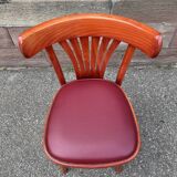 Pair of Alsatian bistro chairs in wood and leather, 1960