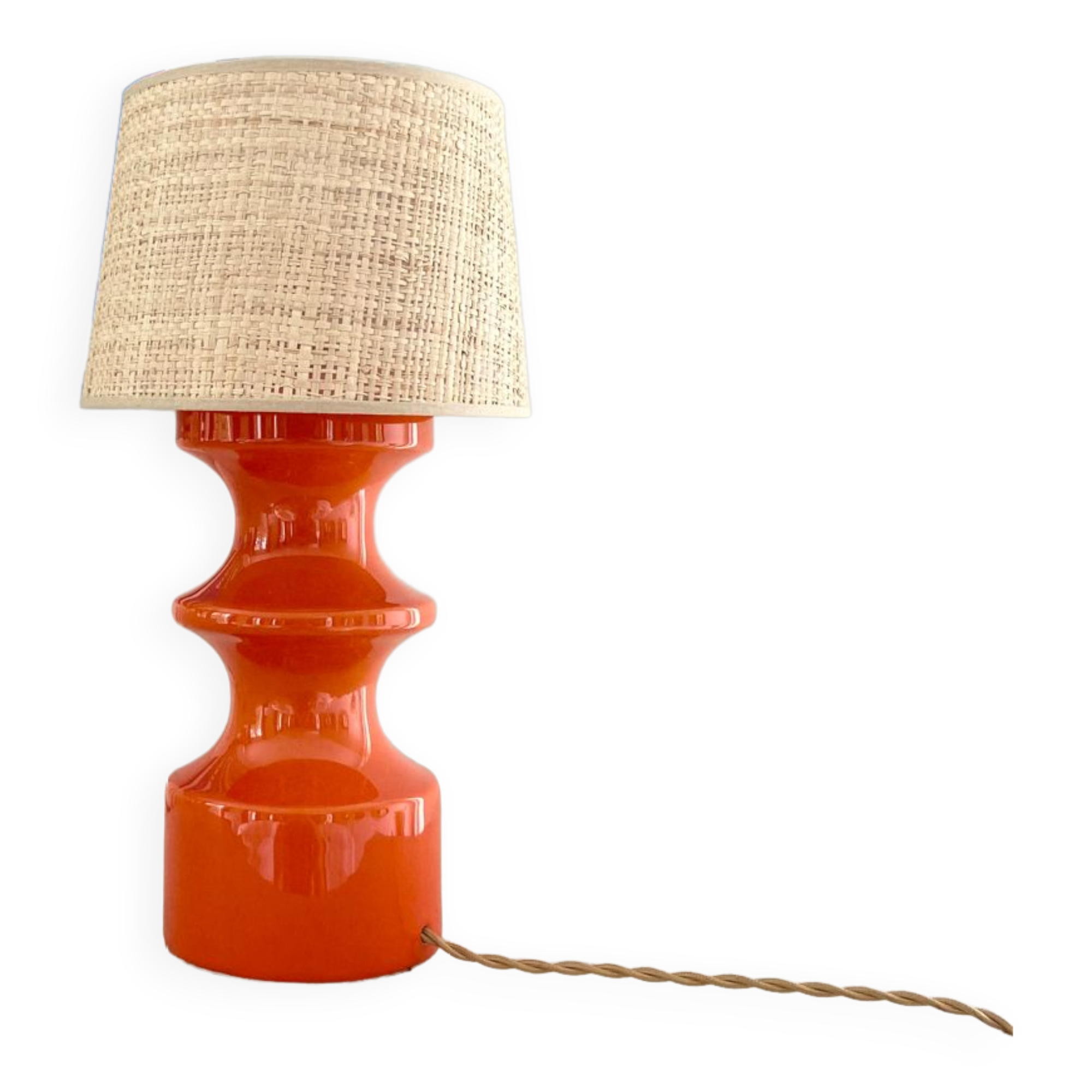 Orange ceramic lamp - 70s.