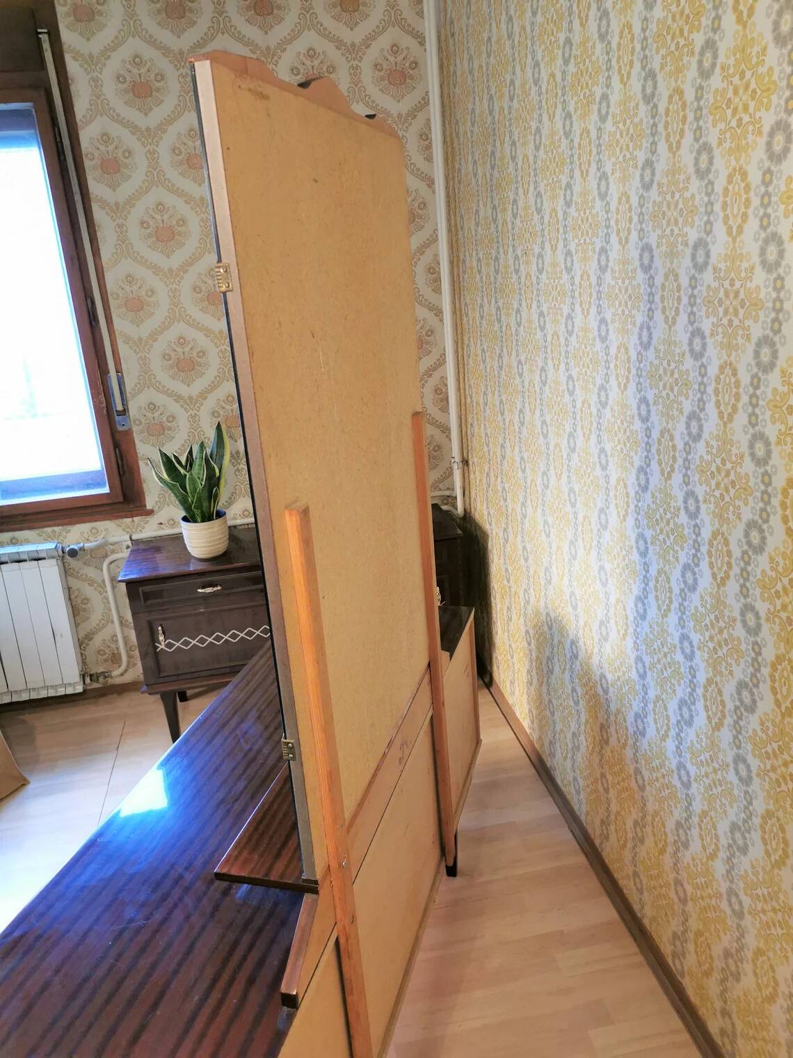 Mid-Century Wooden Dresser Sideboard with Detachable Mirror: 1970s Vintage