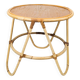 Table basse vintage ronde en bambou et rotin clair Mid-Century style scandi