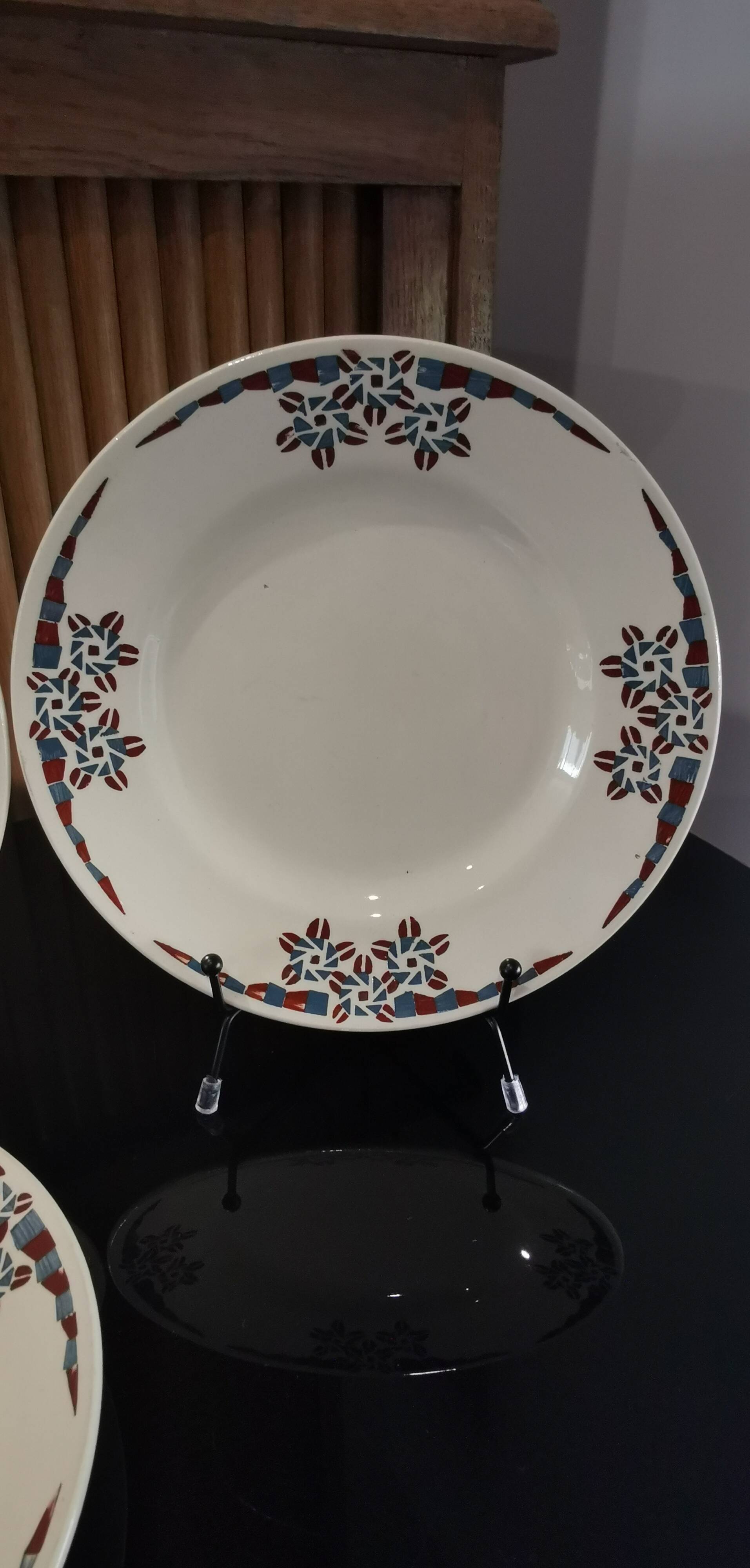 6 earthenware dessert plates OKAN model by Longchamp TERRE DE FER