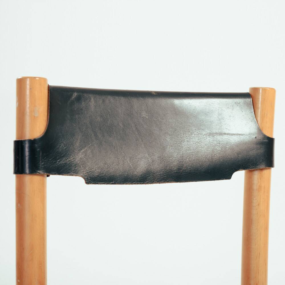 Ibisco hideleather beech stick chairs, Italy 1970, set of 2