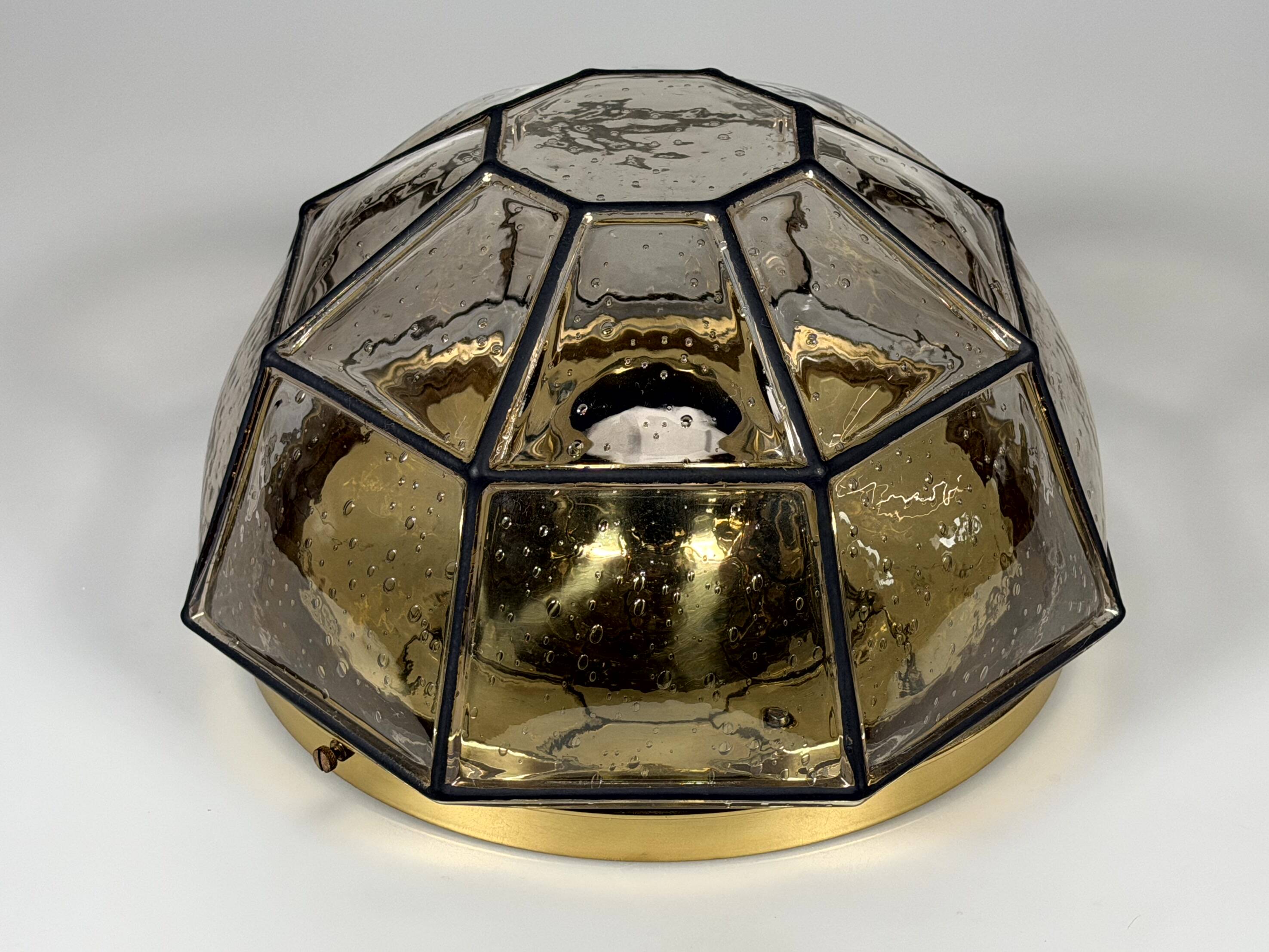 1960s 1970s Ceiling Lamp Flush Mount by Glashütte Limburg Germany