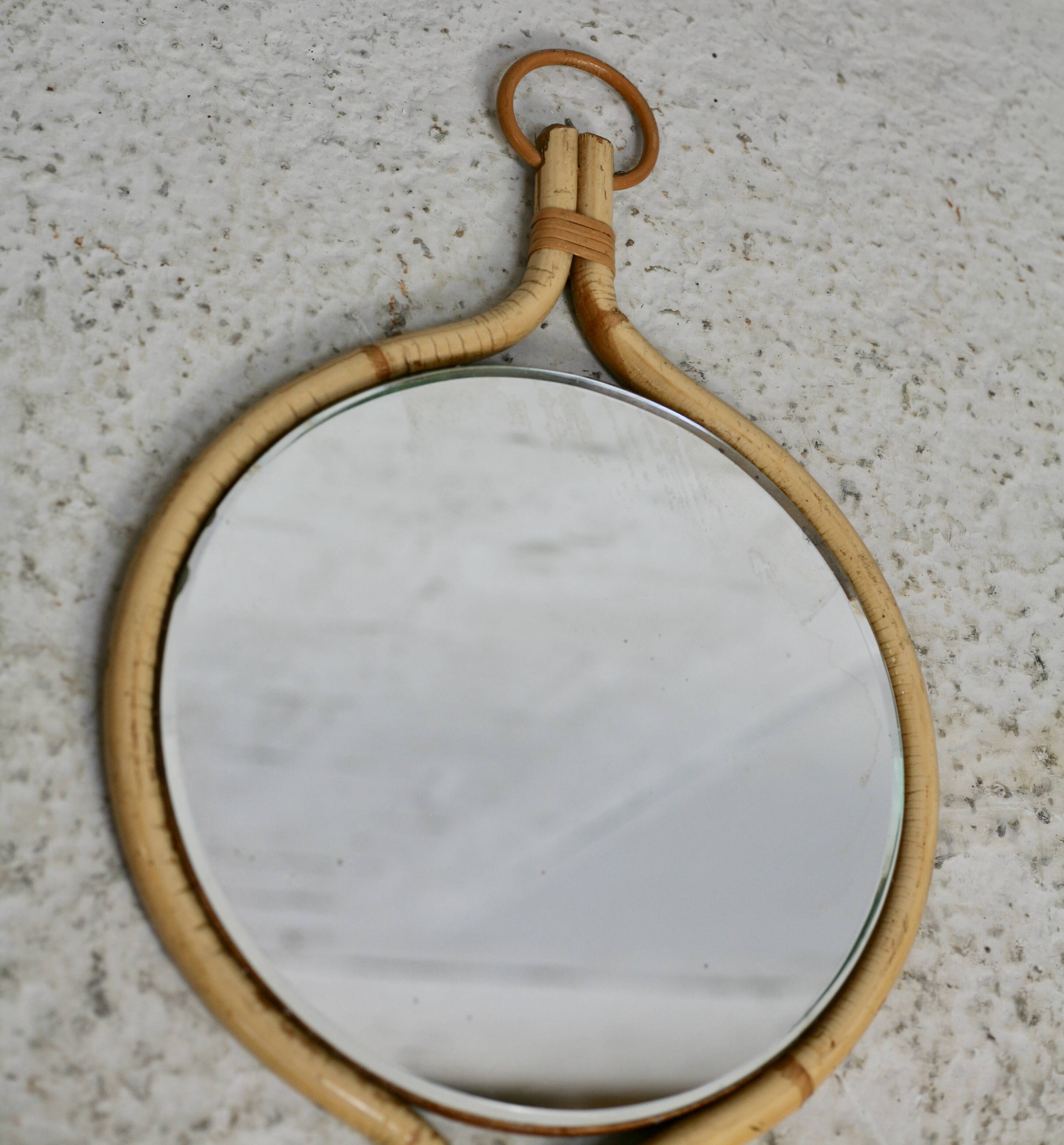 Rattan mirror in the style of Louis Sognot, France, 1950