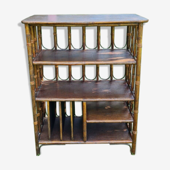 Meuble haut en rotin pour platine et vinyle