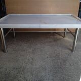 chrome metal and onyx marble coffee table, 1970s