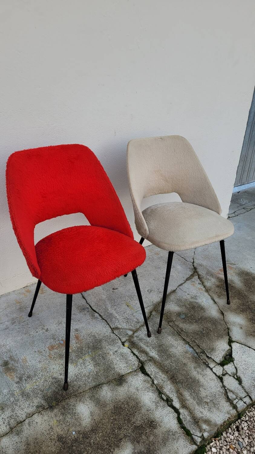Pair of vintage "Moumoute" chairs -1950s