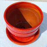 Orange planter and saucer