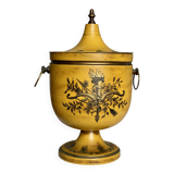 Vintage 1960s painted metal ice bucket from Italy in yellow and gold.
