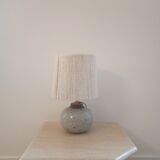 Vintage enamelled stoneware lamp with rope lampshade