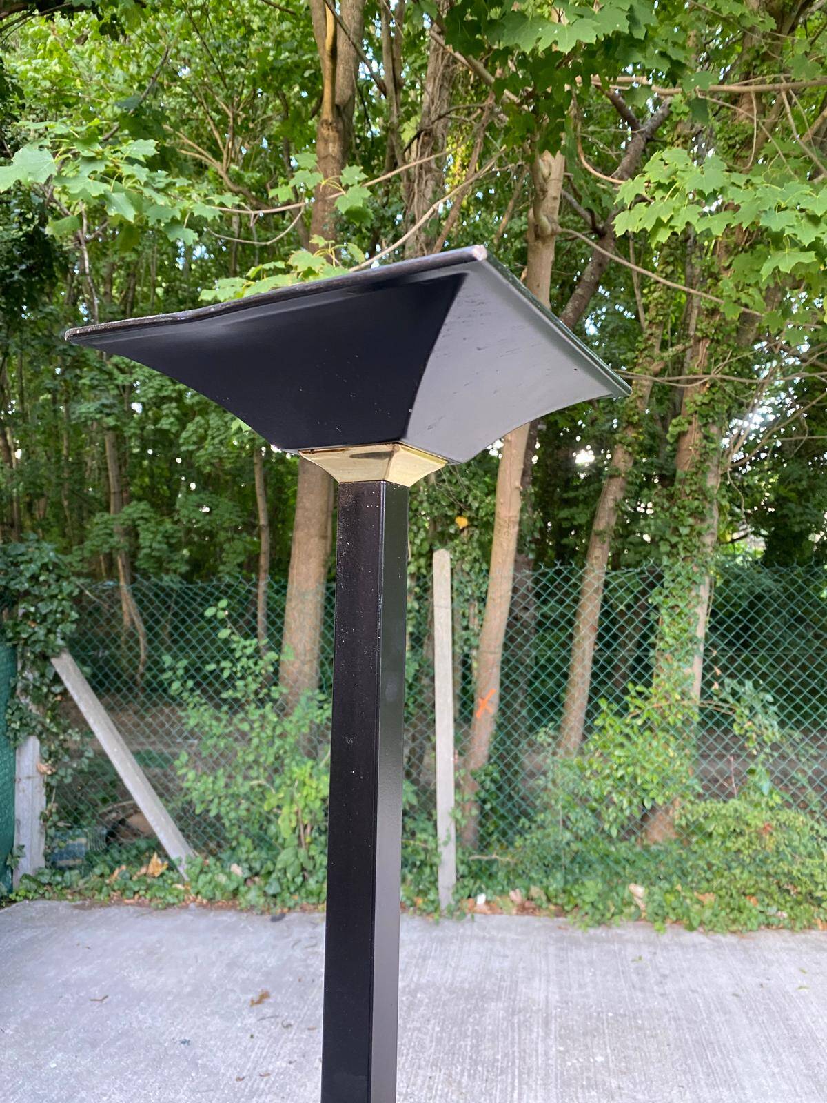 Lampadaire halogène vintage art déco italien noir et doré