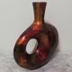 Enamelled and lacquered metal vase height 33cm