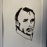Ink on paper / original drawing portrait of a man