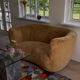 1950s banana sofa w/ lamb skin