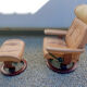 Pair of vintage original ekornes stressless armchairs with stool