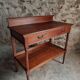 Antique mahogany console with drawer and shelf, French serving table, circa 1900.
