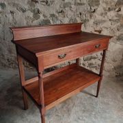 Console en acajou antique avec tiroir et étagère, table de service française, vers 1900
