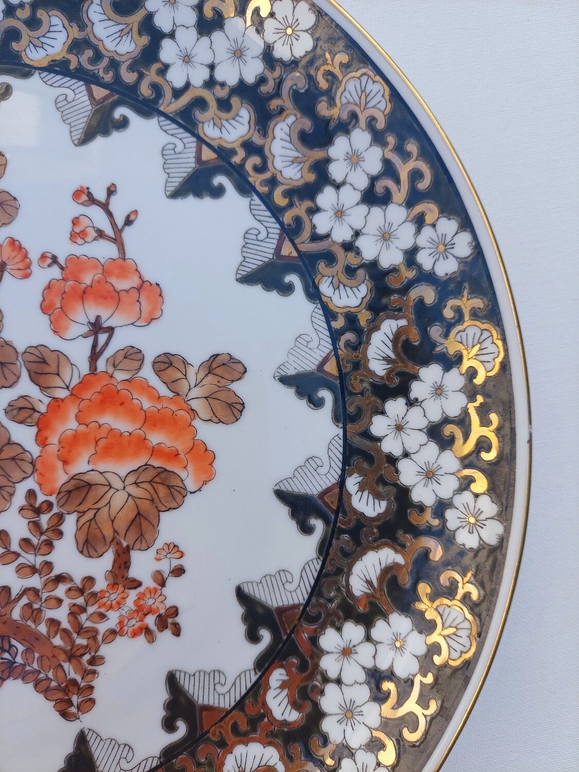 Plat chinois.Vintage.Grand 31,5 cm.Plat de service.