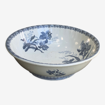 Iron earth earthenware bowl pattern with blue irises belle époque