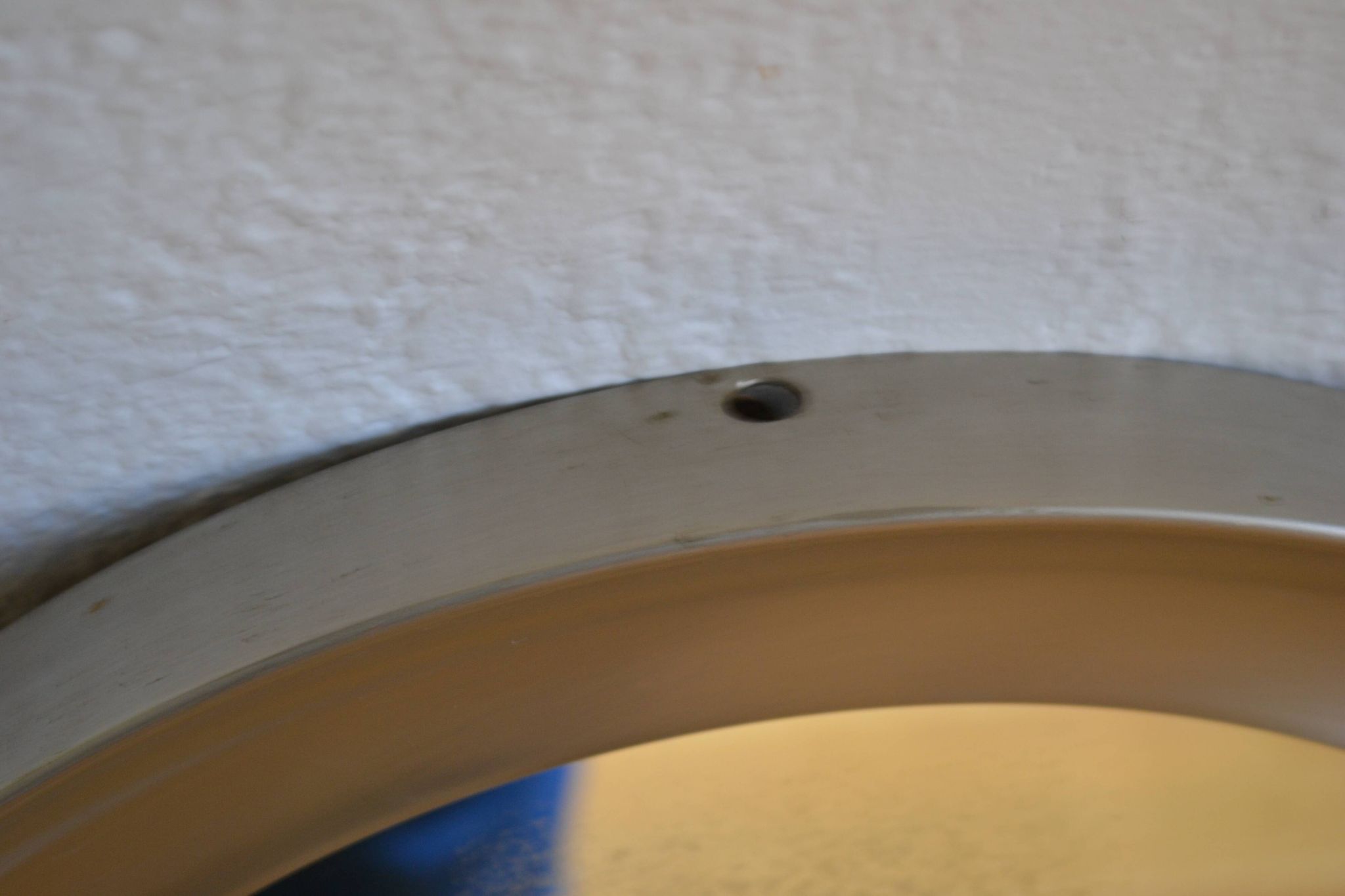 miroir rond 1970 cadre métal inox brossé 43 cm