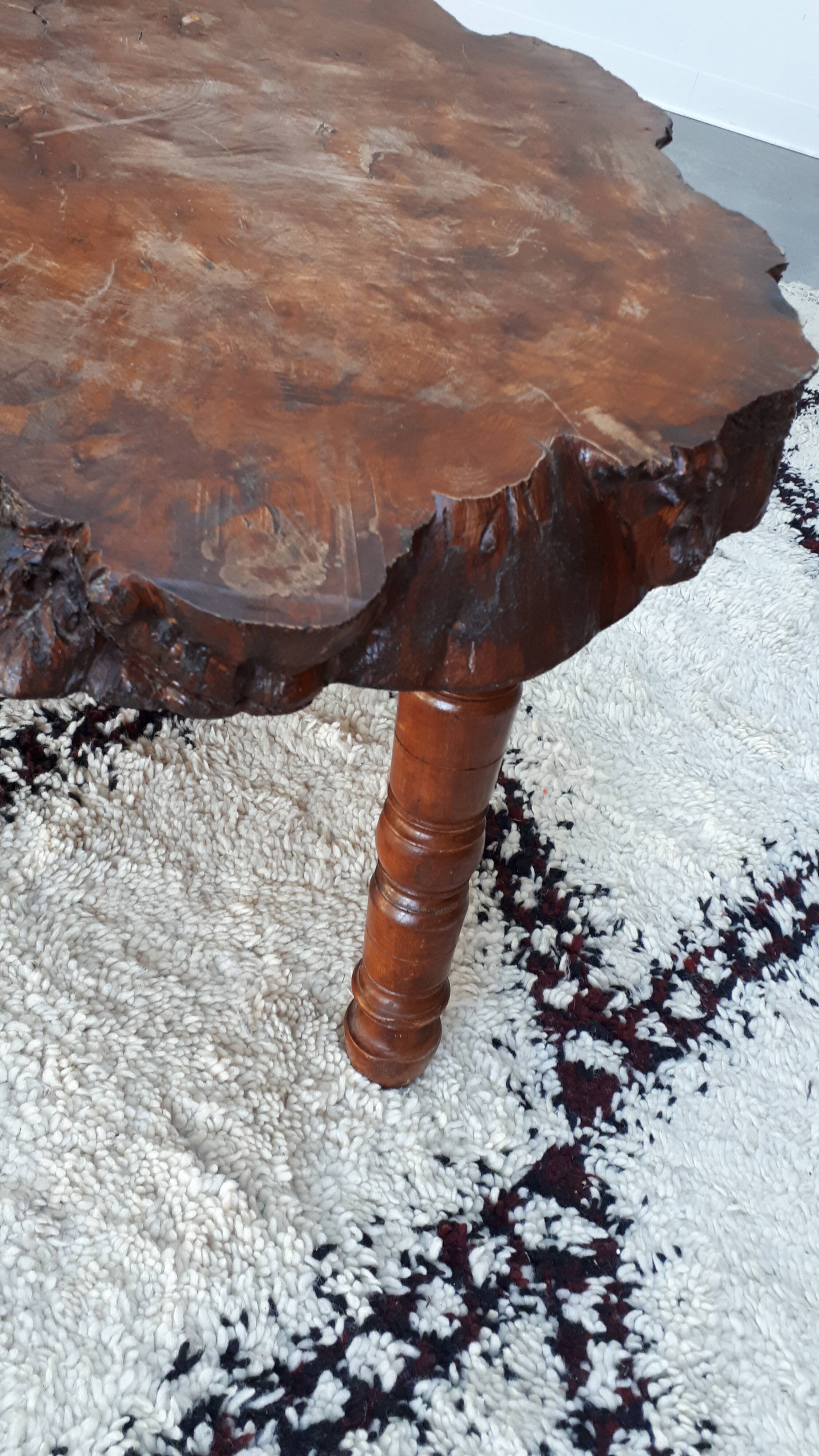 Massive elm coffee table brutalist art 1960s