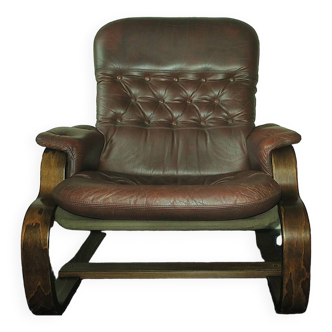 Chaise longue en bois courbé en bois courbé du milieu du siècle, années 1960