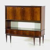 Vintage mid century Art Deco secretary bar cabinet in rosewood, 1930s
