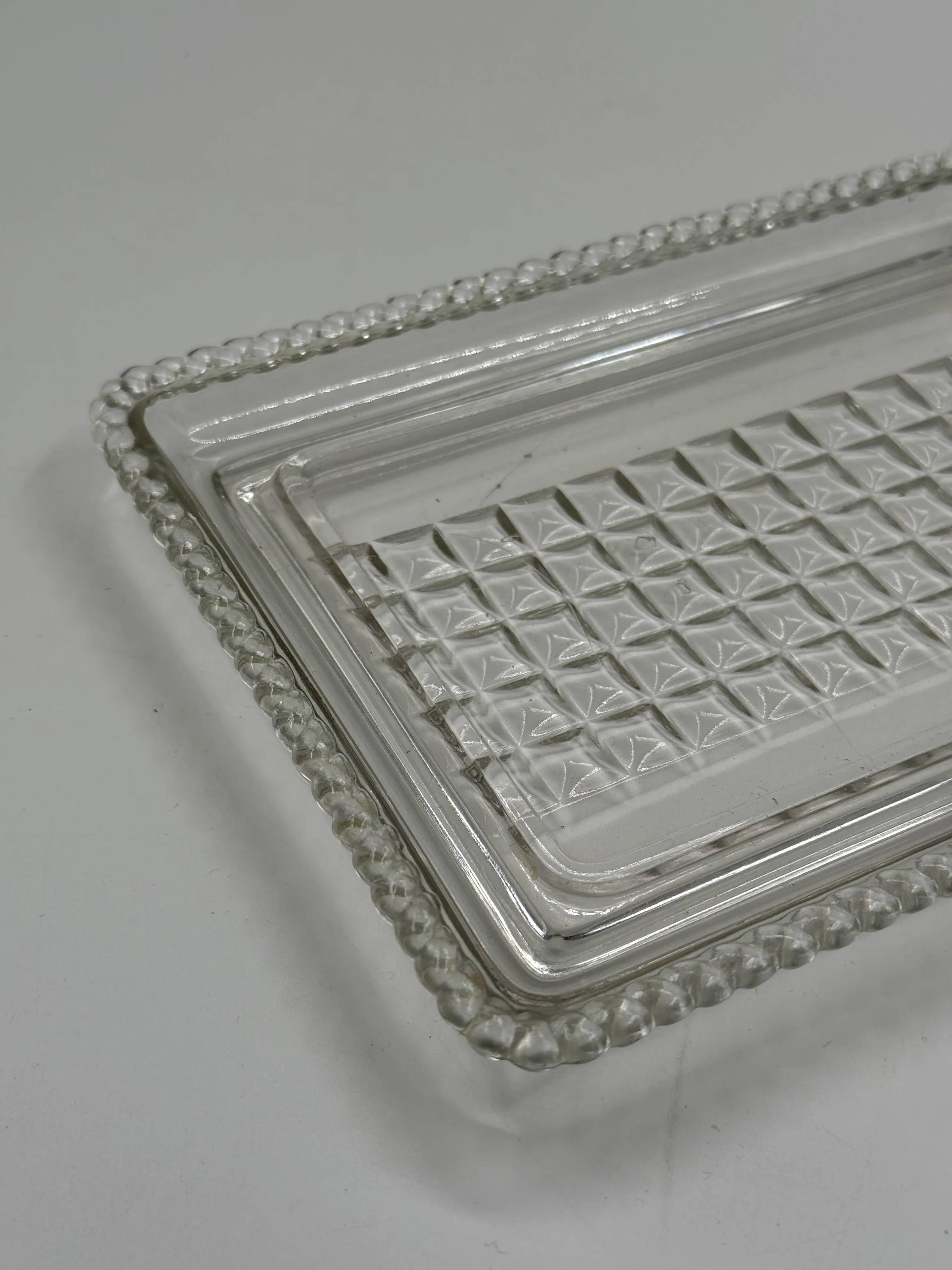 Plateau vintage en verre texturé