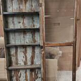 Burmese teak display case with original ecru patina