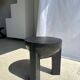 Black mango wood tripod side table with a semi-spherical top, height: 45 cm, diameter: 44 cm.