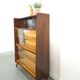 Donker vintage fineer design vitrinekast Jirak, boekenkast