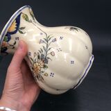 Vase Décor Rouen Earthenware Cracked Effect Flowers and Insect