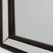 Miroir octogonal graphique du milieu du siècle avec cadre en bois noir et miroir,