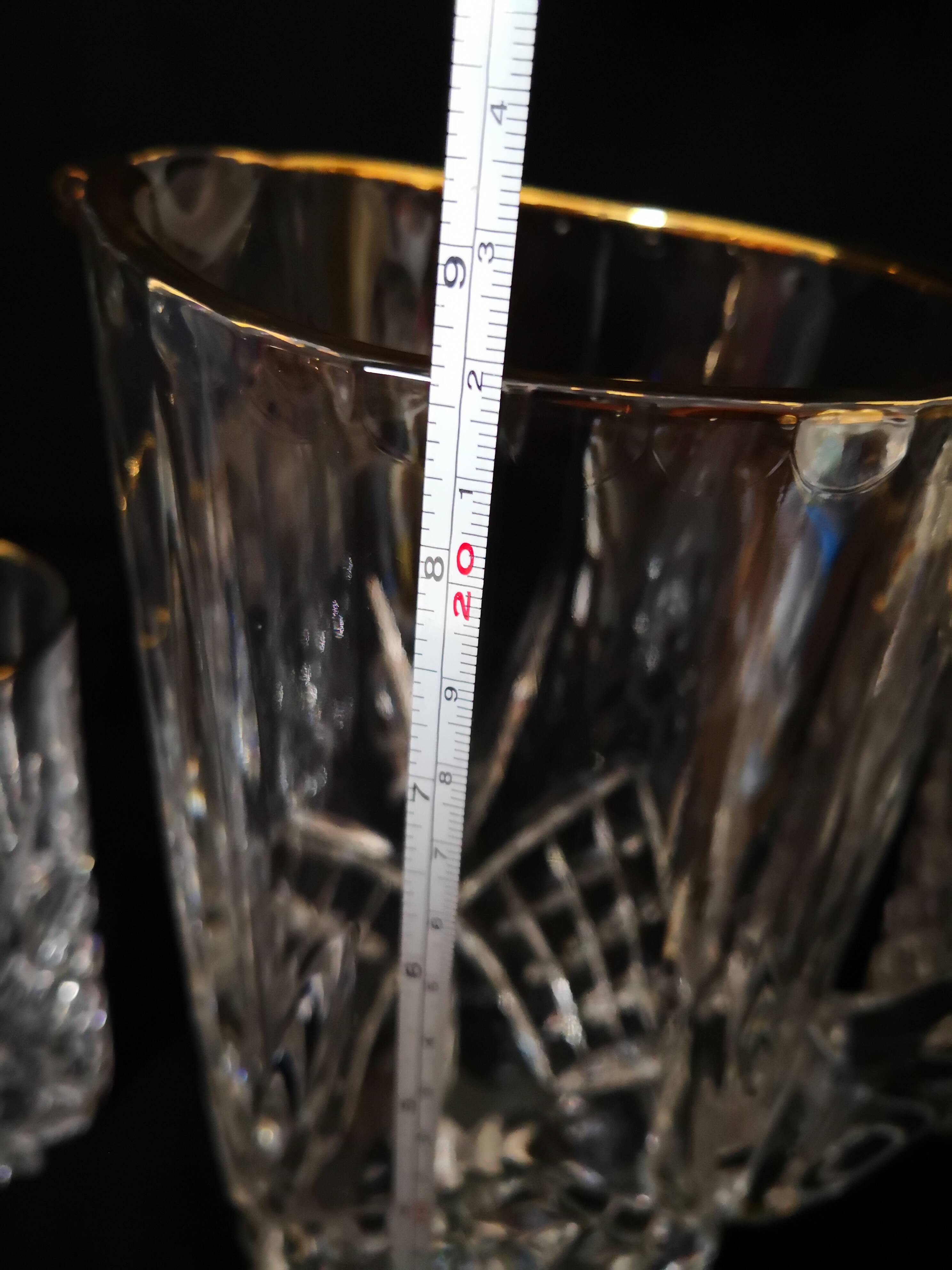 lemonade service, pitchers and glasses, in Lorraine crystal, the Grand Dukes, gold border