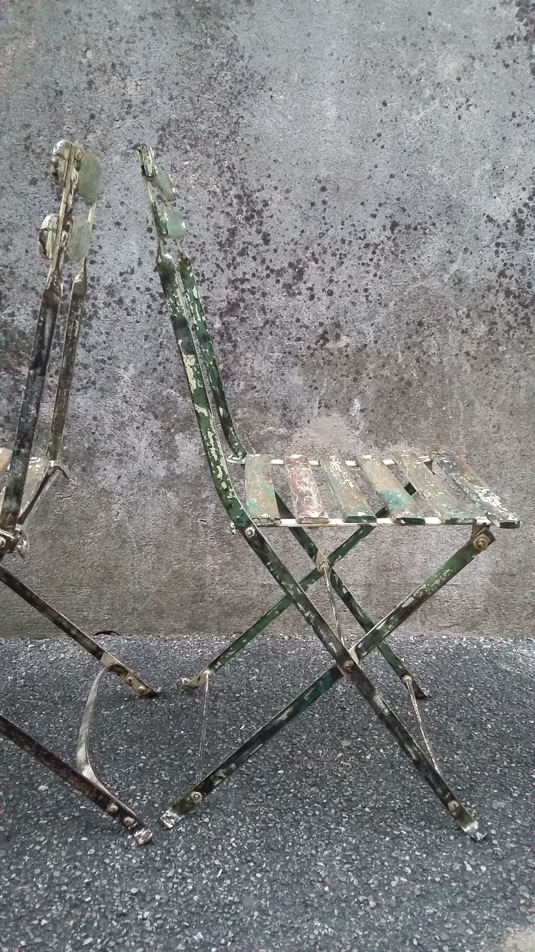 2 folding bistro / garden chairs fermob 1950