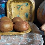 Set of three potter's plates in enamelled earth