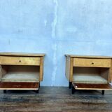 Pair of vintage bedside tables with compass feet