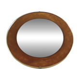 Vintage round mirror in brass and velvet