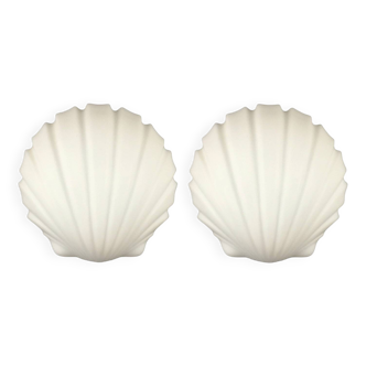 Pair of Shell-Shaped Opaline Glass Wall Lamps from Limburg, Germany, 1970s