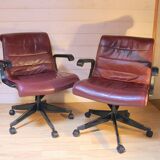 Pair of leather armchairs by Richard Sapper for Knoll