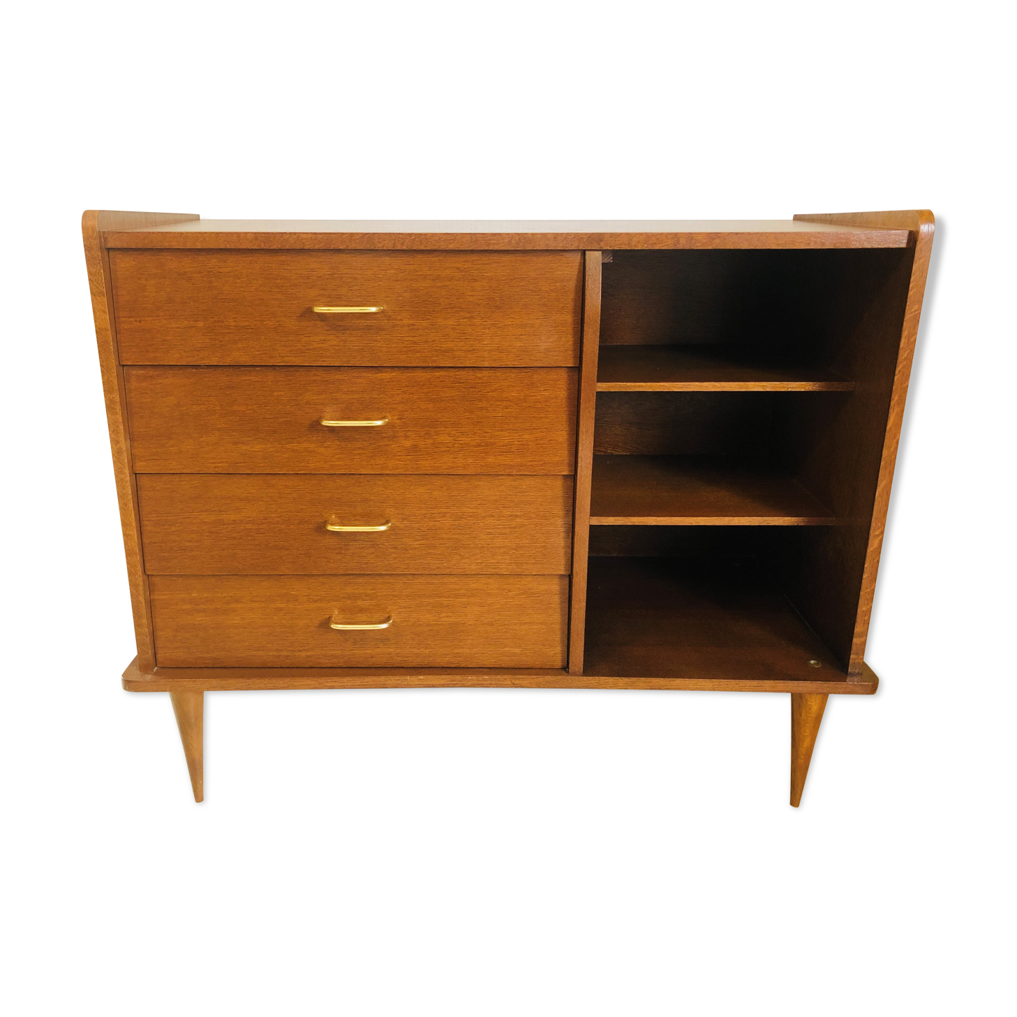 Scandinavian style dresser with 4 drawers and storage, circa 60