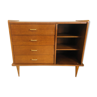Scandinavian style dresser with 4 drawers and storage, circa 60