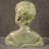 Sculpture in bronze painted terracotta bust of a child