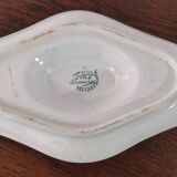 Gravy boat on pedestal with handles Terre de fer St Amand amandinoise "lily of the valley"