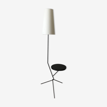 Lampadaire liseuse tripode avec table d’appoint 1960