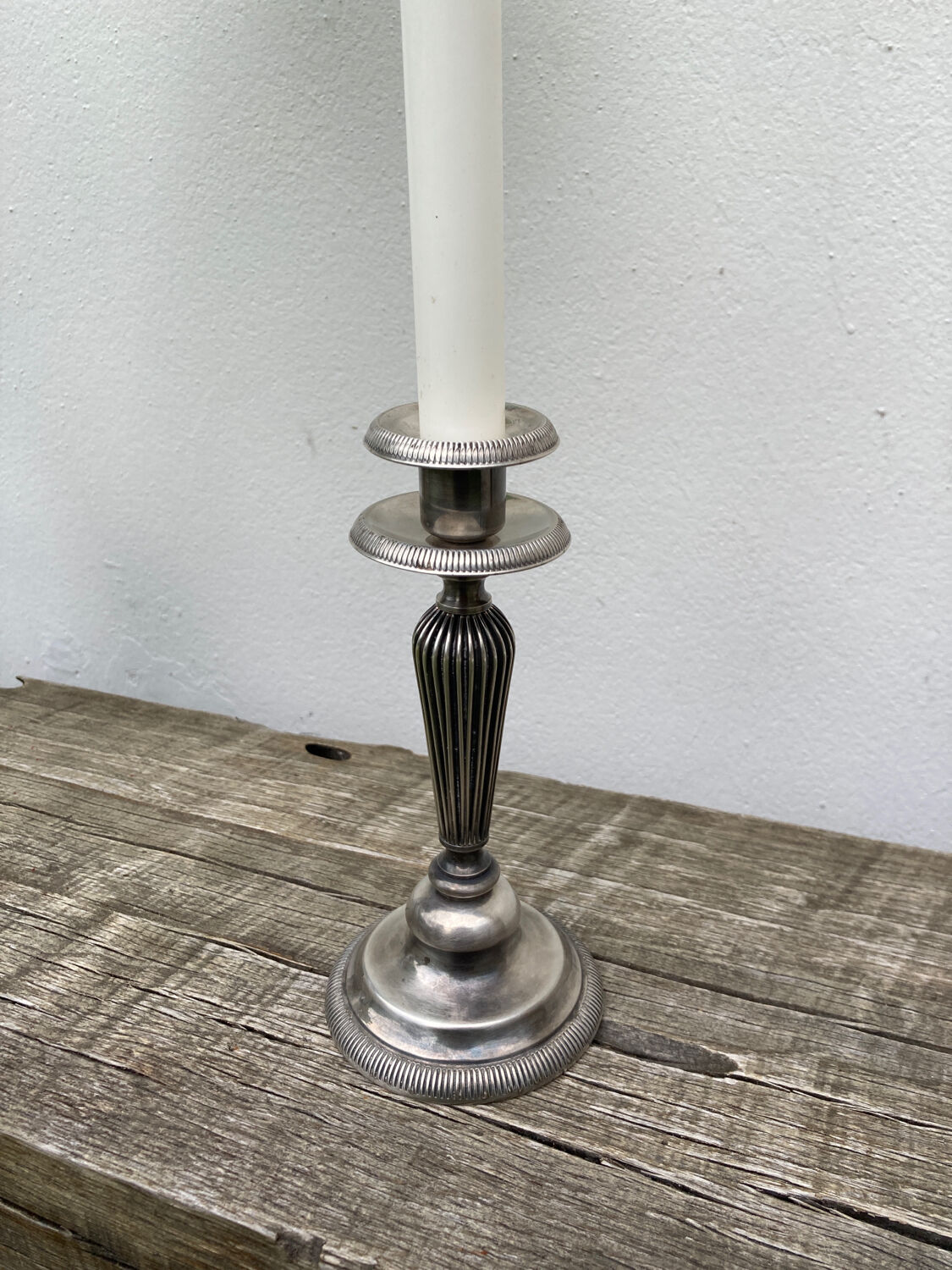 Edouadrien candlestick in old silver metal hallmarked / old candlestick