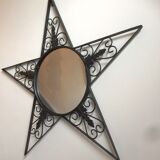 Miroir rond en fer forgé à forme d'étoile