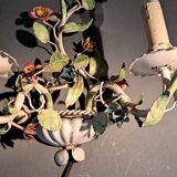 Appliques en fer forgé polychrome à deux lumières, Italie 1950-1960